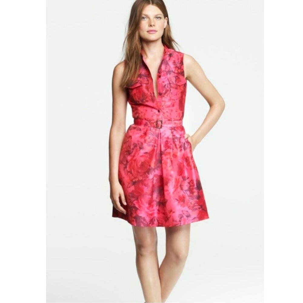 J Crew Pink Floral Sleeveless Taffeta Satin Mini Dress Size 2 - Picture 8 of 16